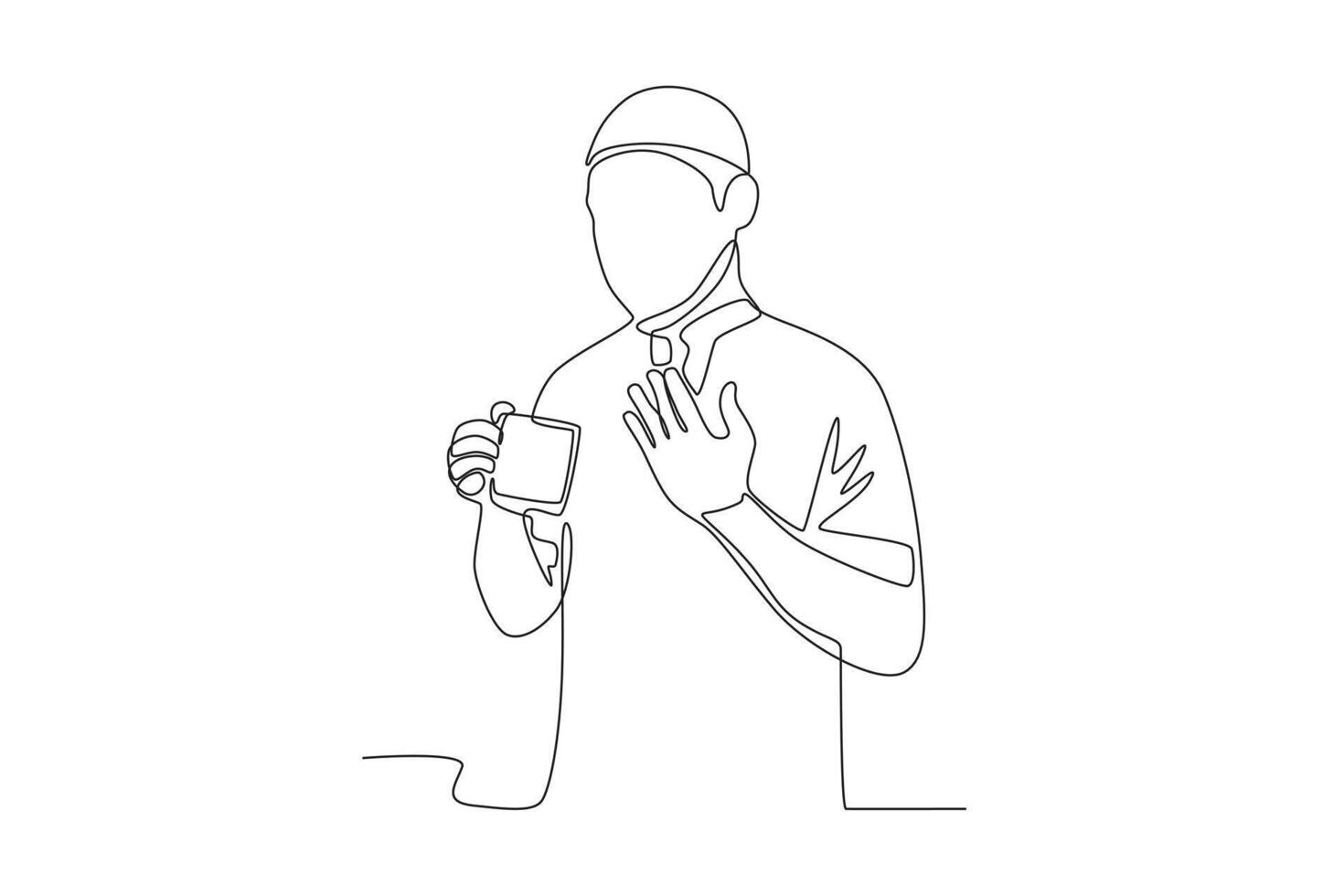 A man is reading a prayer to break the fast vector