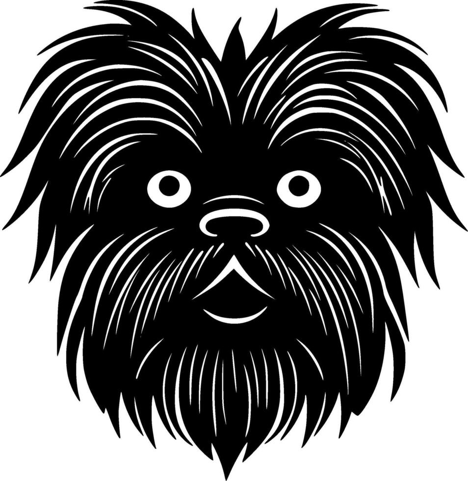 affenpinscher - negro y blanco aislado icono - vector ilustración