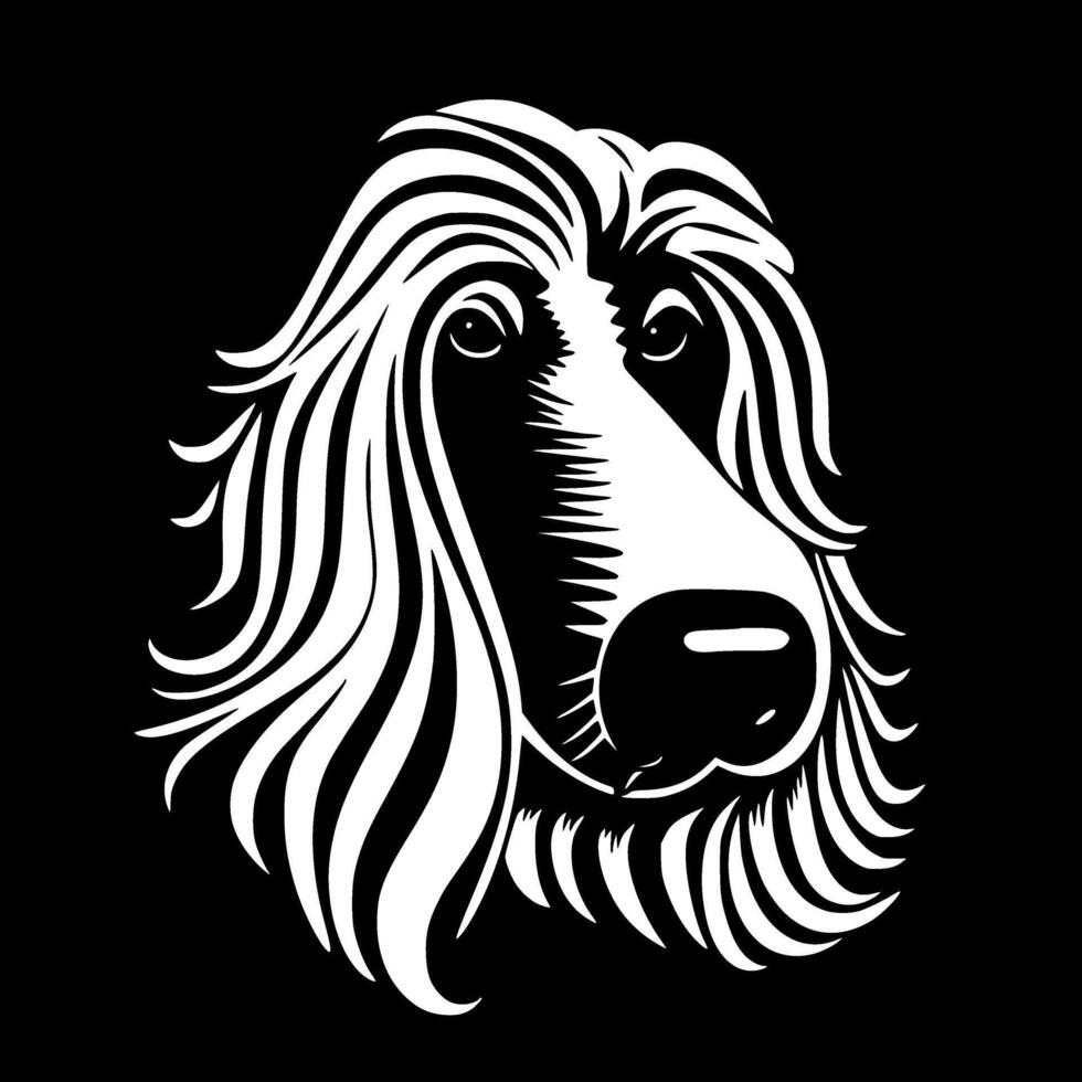 Afghan Hound - Black and White Isolated Icon - Vector illustration