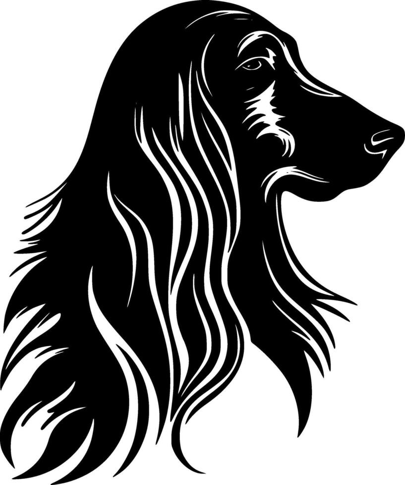 Afghan Hound, Black and White Vector illustration