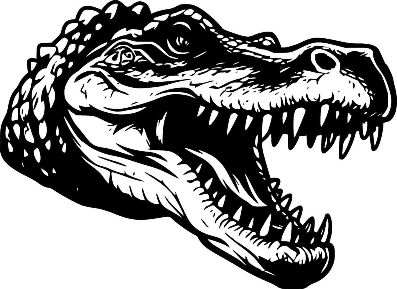 Alligator, Black and White Vector illustration