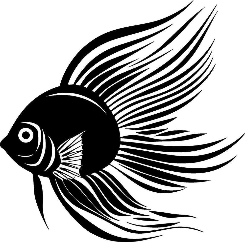 Angelfish, Minimalist and Simple Silhouette - Vector illustration