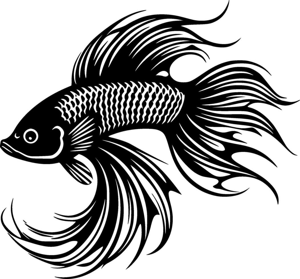 Betta pez, negro y blanco vector ilustración