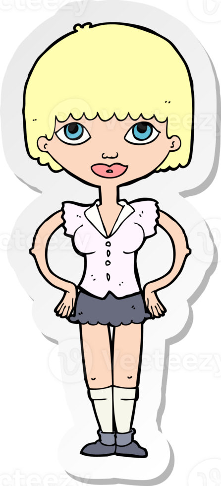 sticker of a cartoon woman with hands on hips png