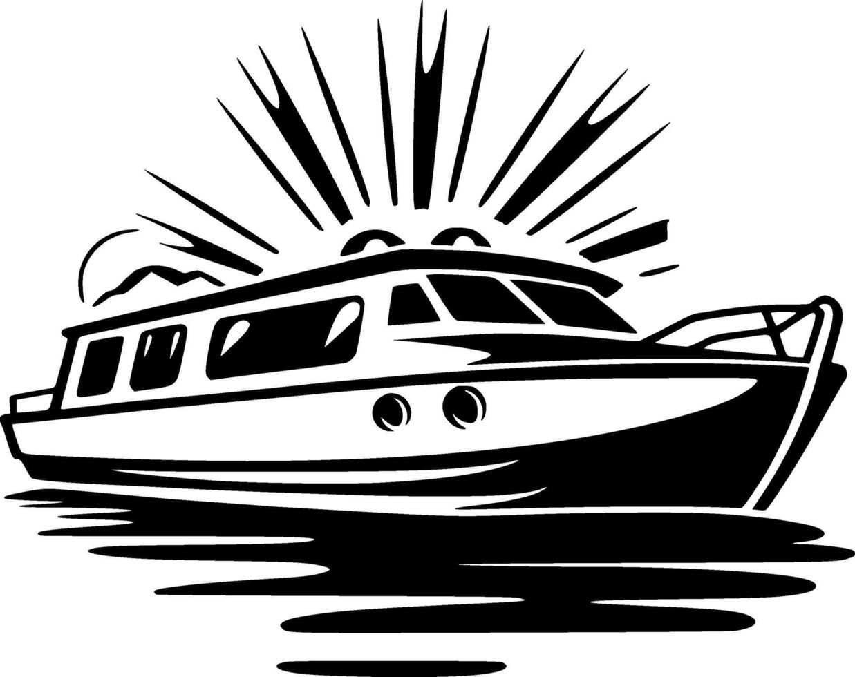 Boat - Black and White Isolated Icon - Vector illustration