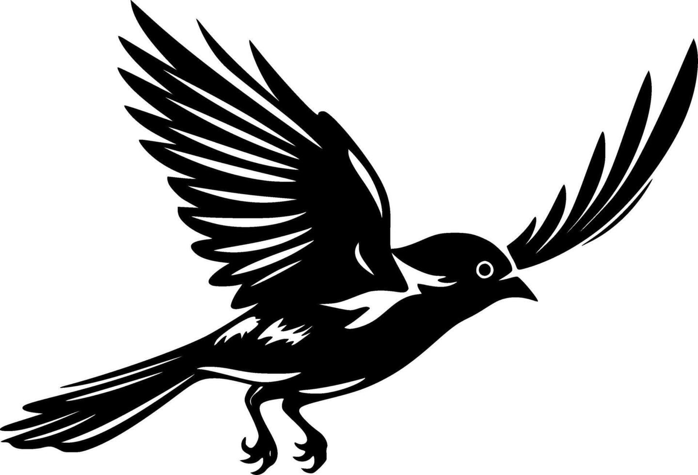 Bird, Black and White Vector illustration