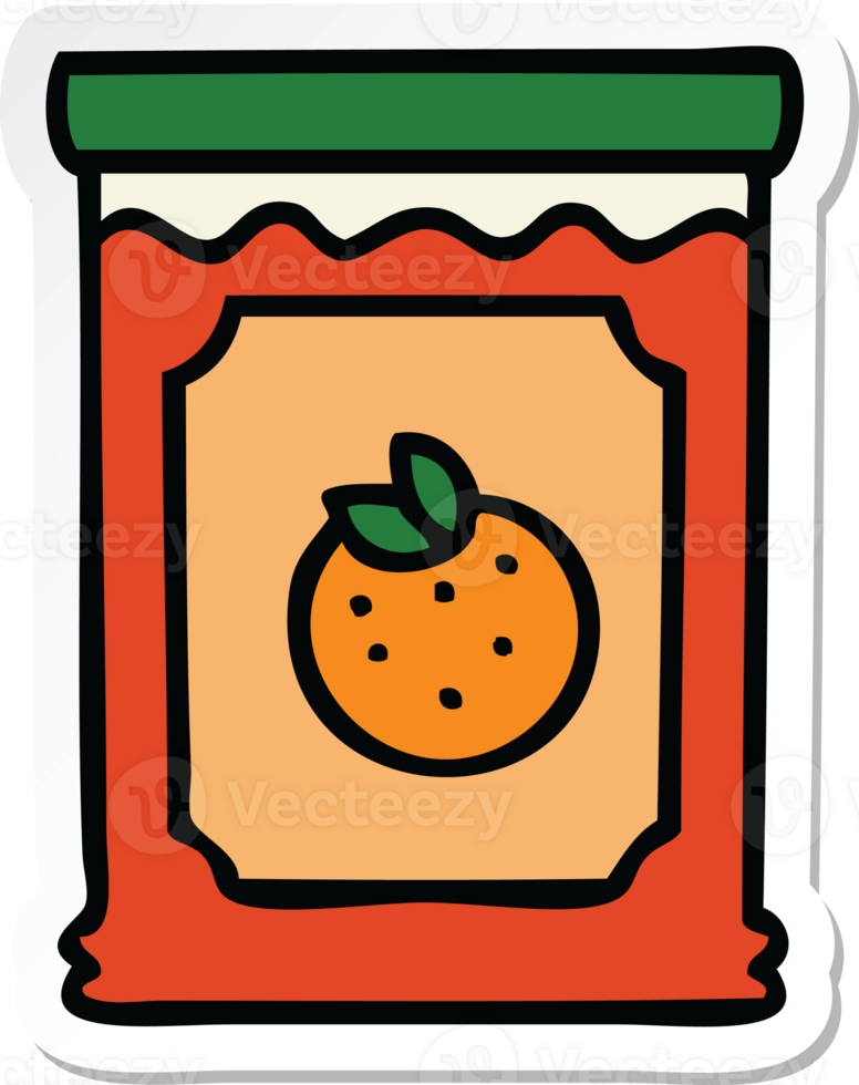 sticker of a quirky hand drawn cartoon jar of marmalade png