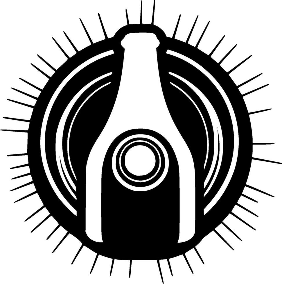 Bottle, Black and White Vector illustration