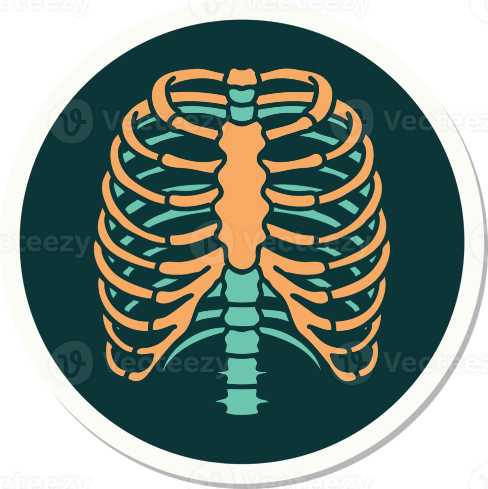 sticker of tattoo in traditional style of a rib cage png