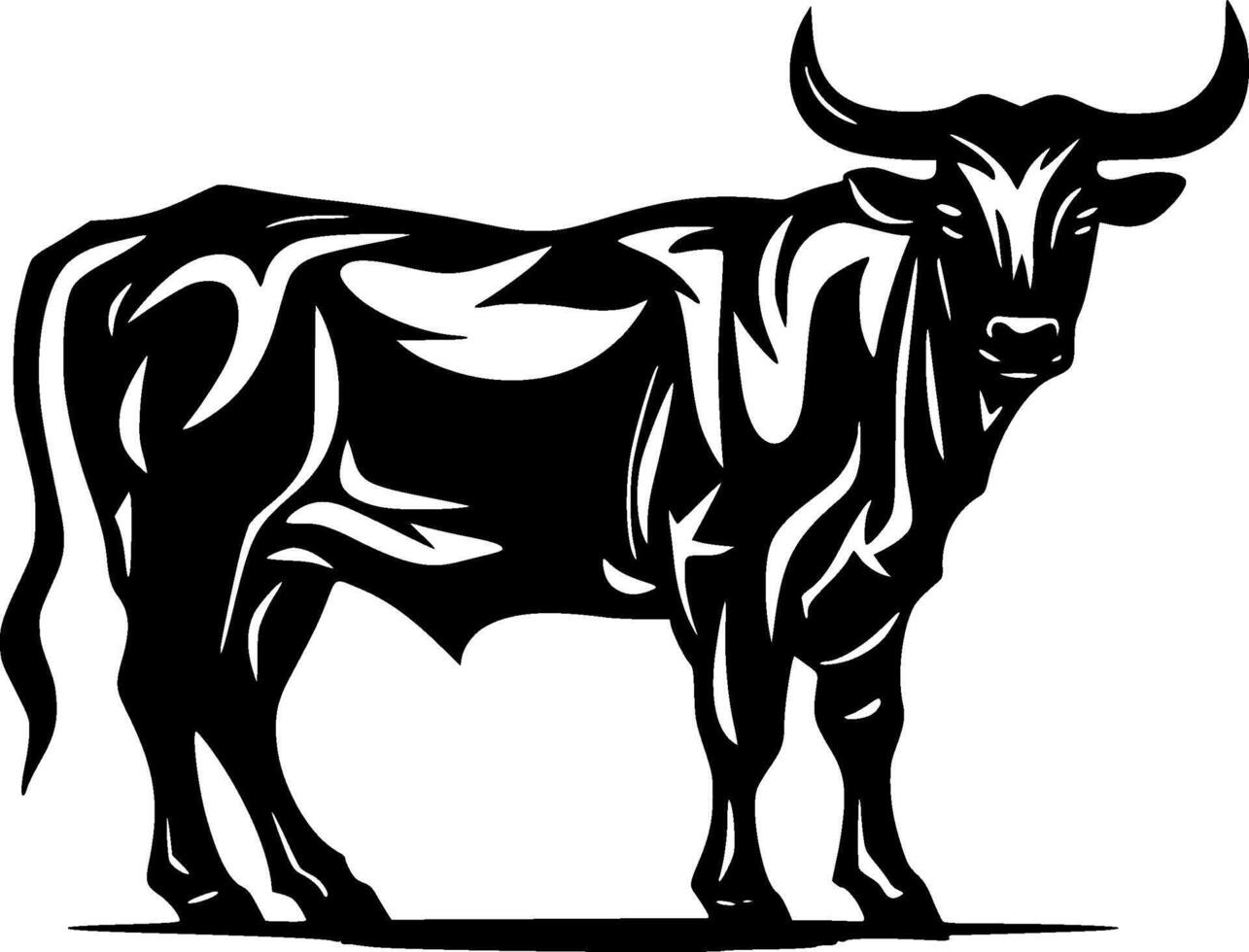 Bull, Black and White Vector illustration