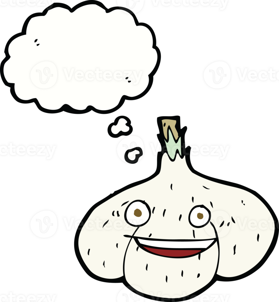 cartoon garlic with thought bubble png