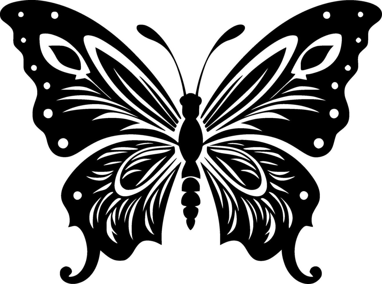 mariposa - negro y blanco aislado icono - vector ilustración