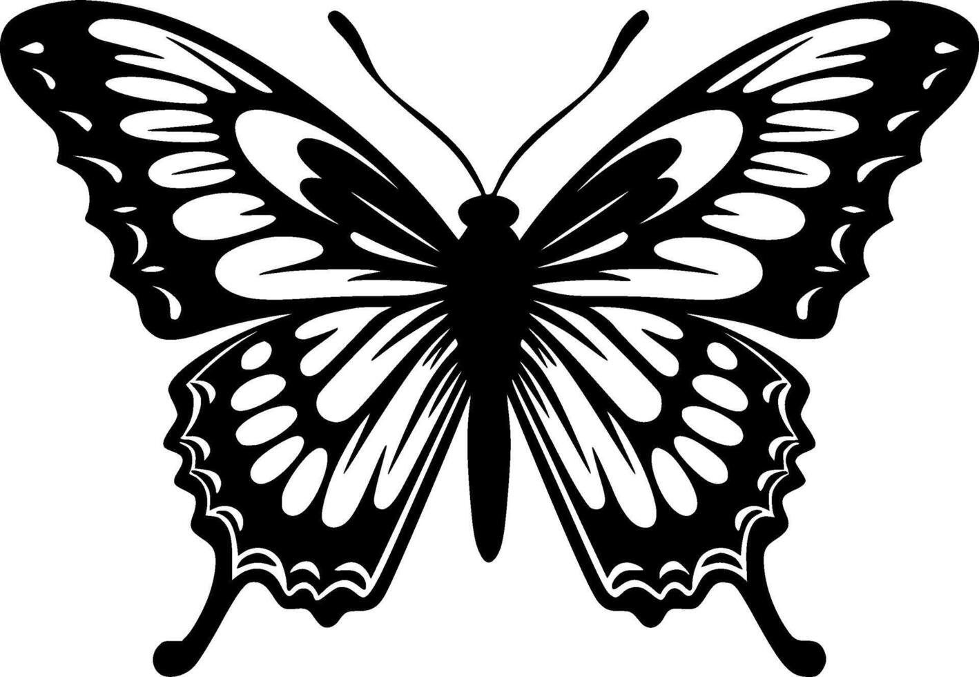 Butterfly, Black and White Vector illustration