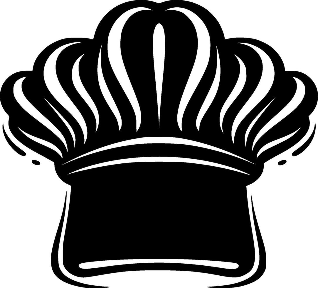 Chef Hat, Black and White Vector illustration