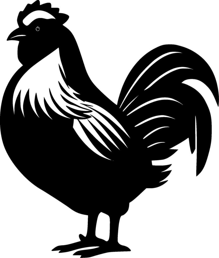 Chicken - Black and White Isolated Icon - Vector illustration