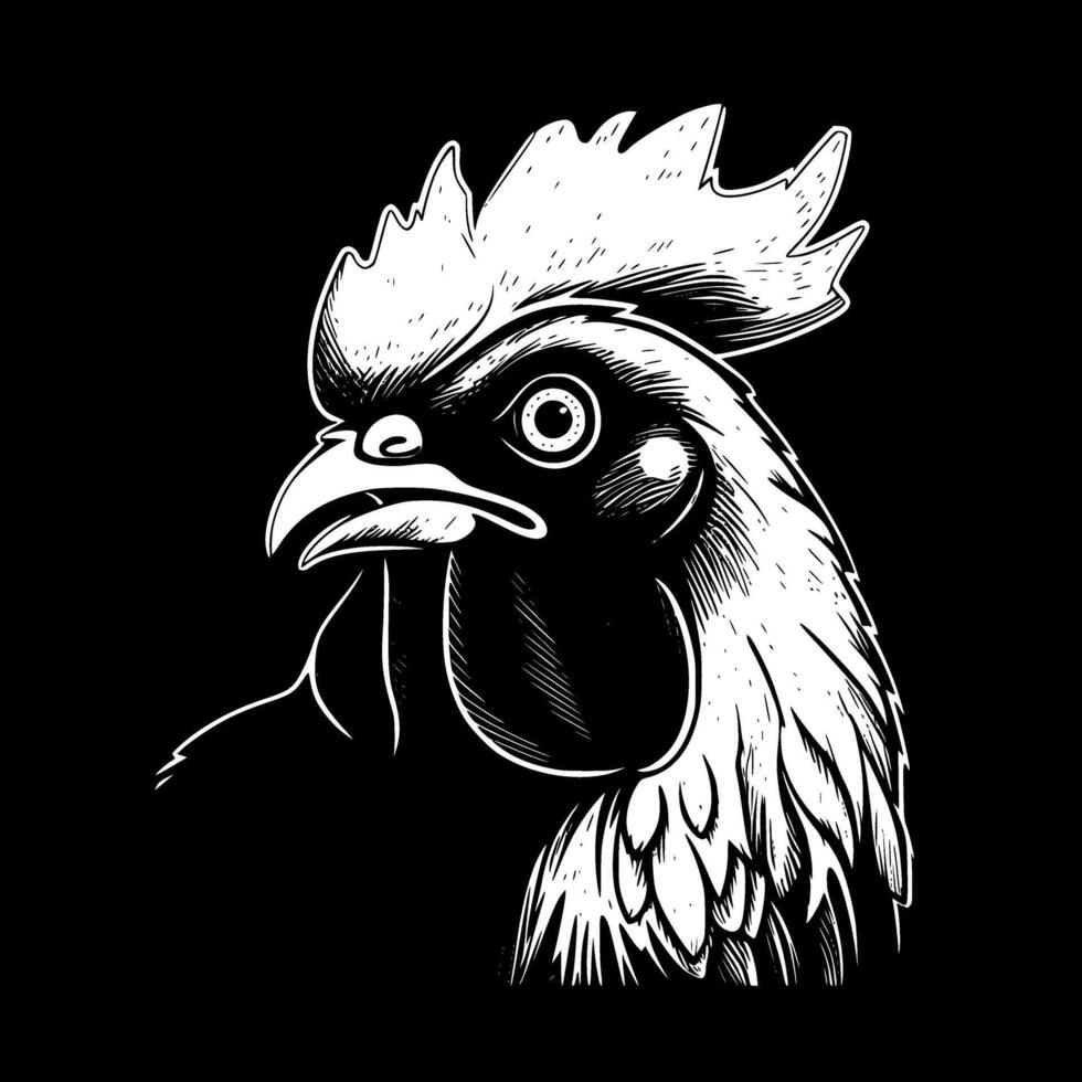 pollo, negro y blanco vector ilustración