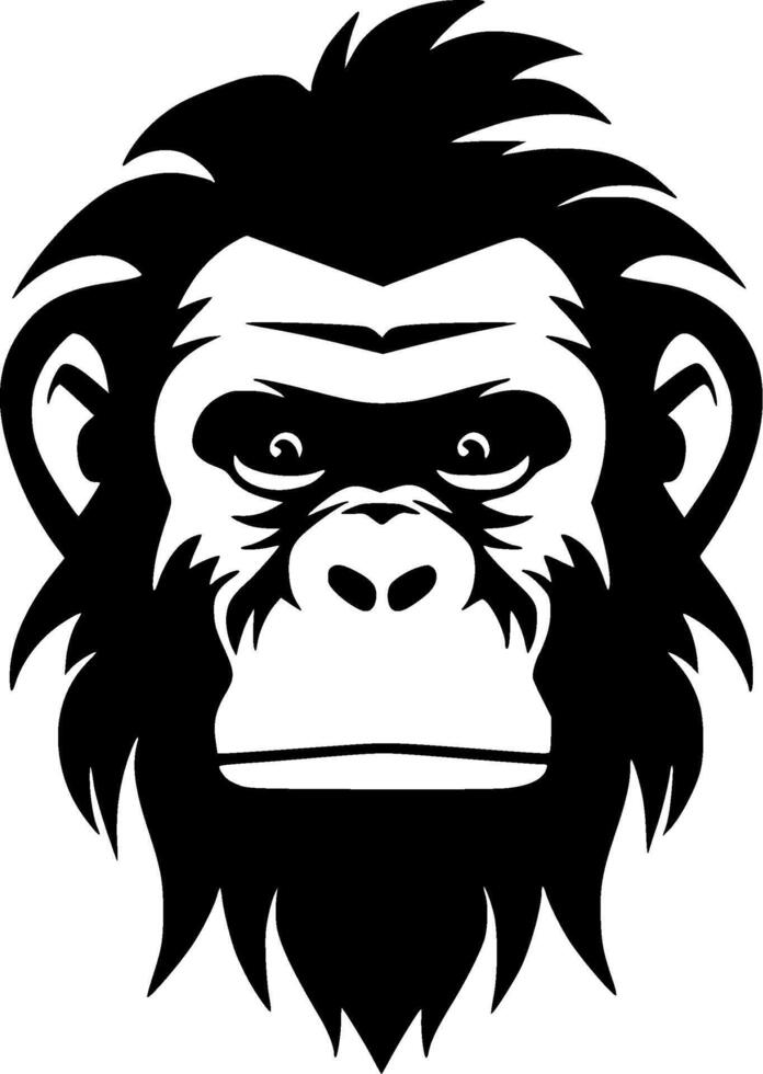 Chimpanzee - Black and White Isolated Icon - Vector illustration