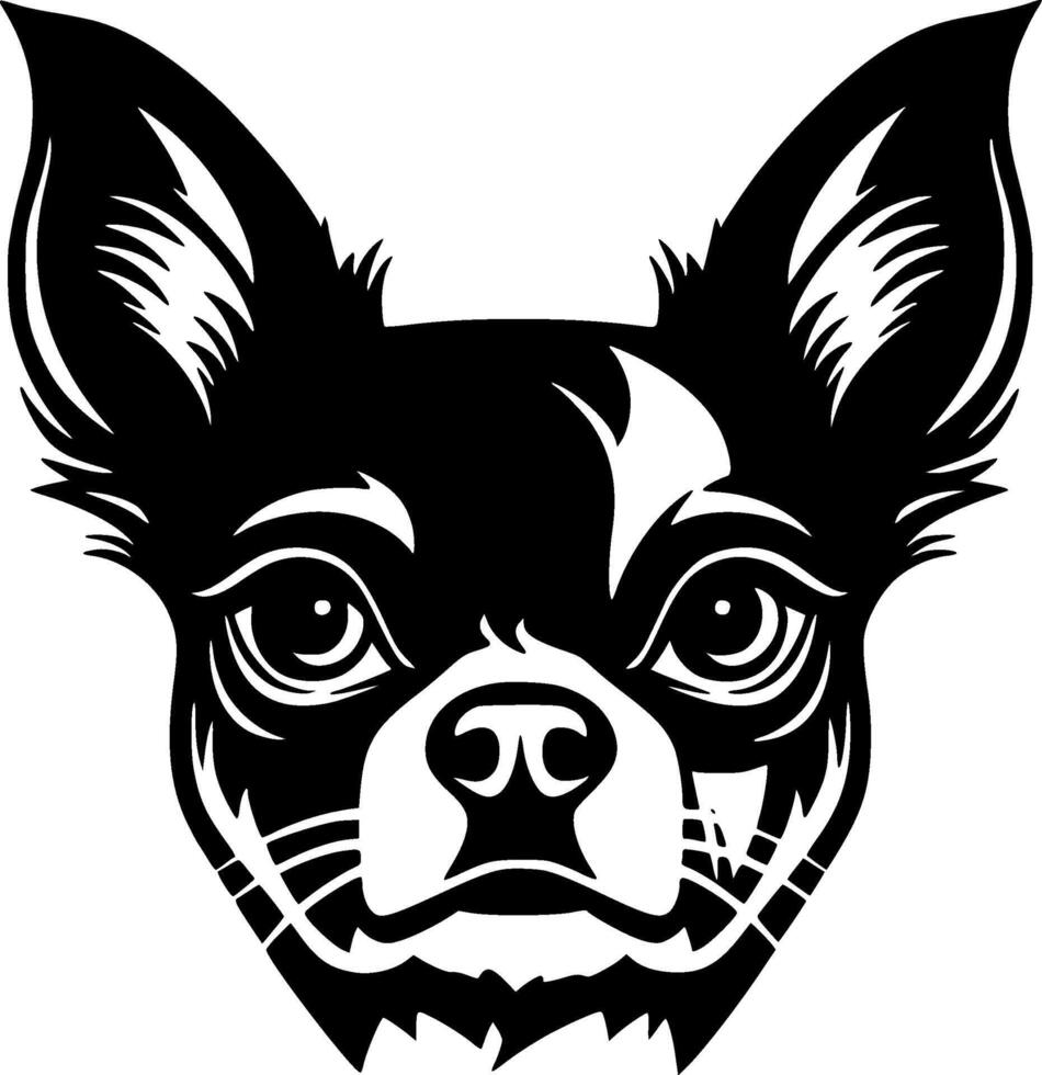 chihuahua - negro y blanco aislado icono - vector ilustración