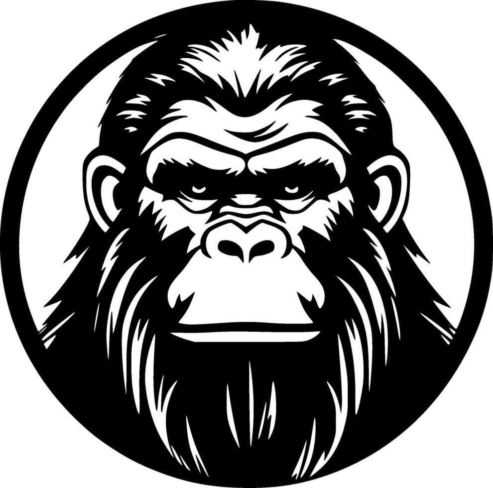 chimpancé - negro y blanco aislado icono - vector ilustración