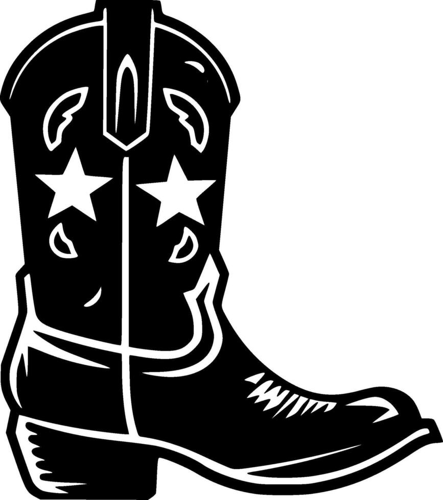 Cowboy Boot - Black and White Isolated Icon - Vector illustration