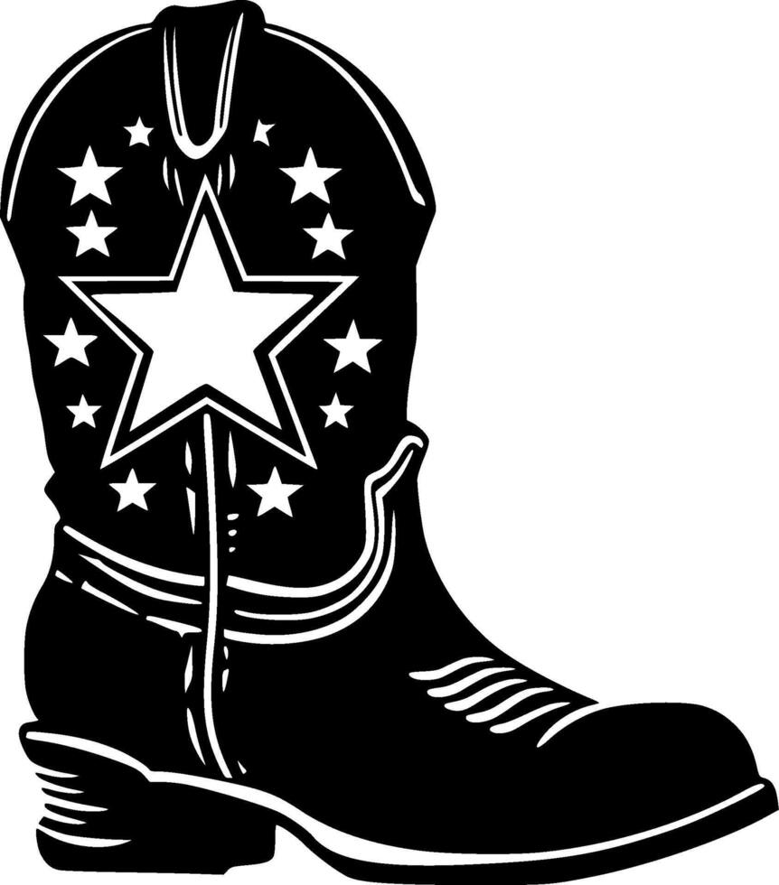 Cowboy Boot - Black and White Isolated Icon - Vector illustration