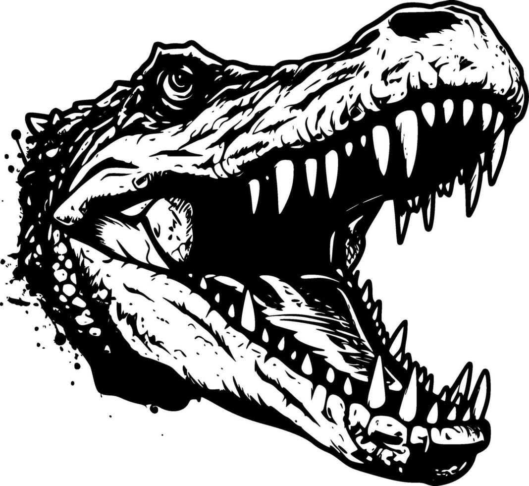 Crocodile - Black and White Isolated Icon - Vector illustration