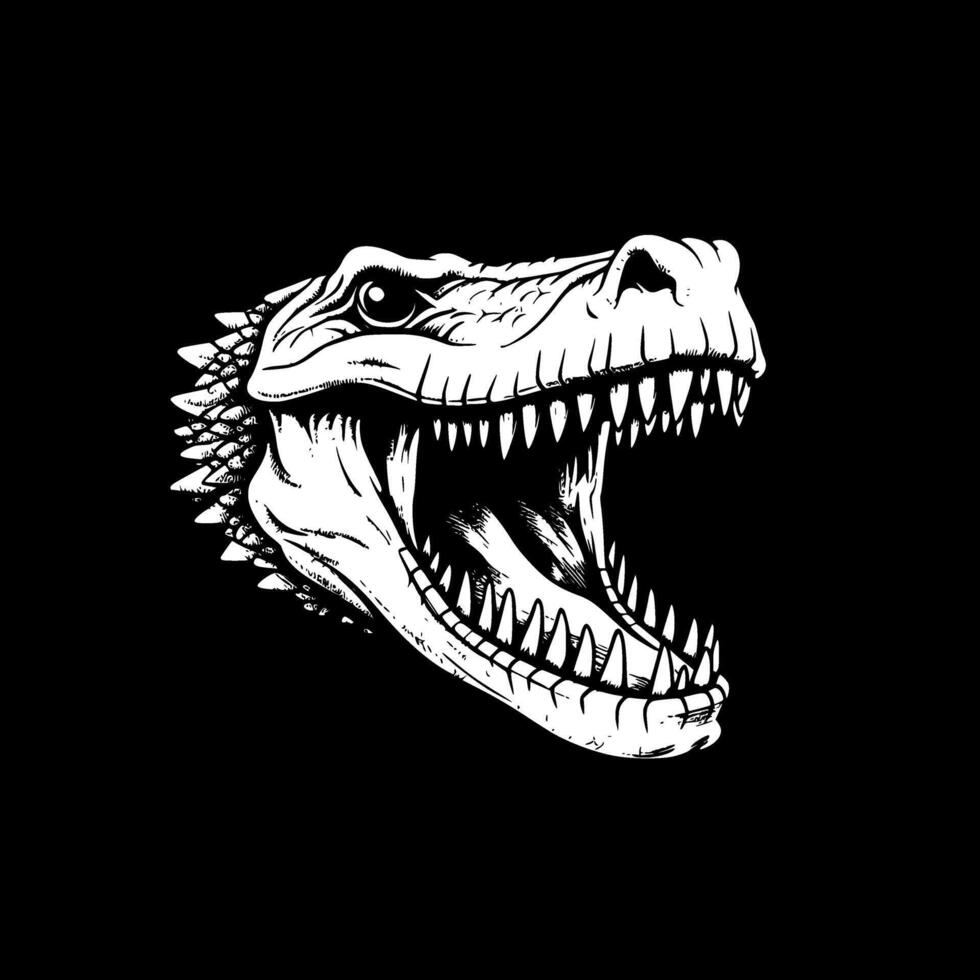 cocodrilo - negro y blanco aislado icono - vector ilustración