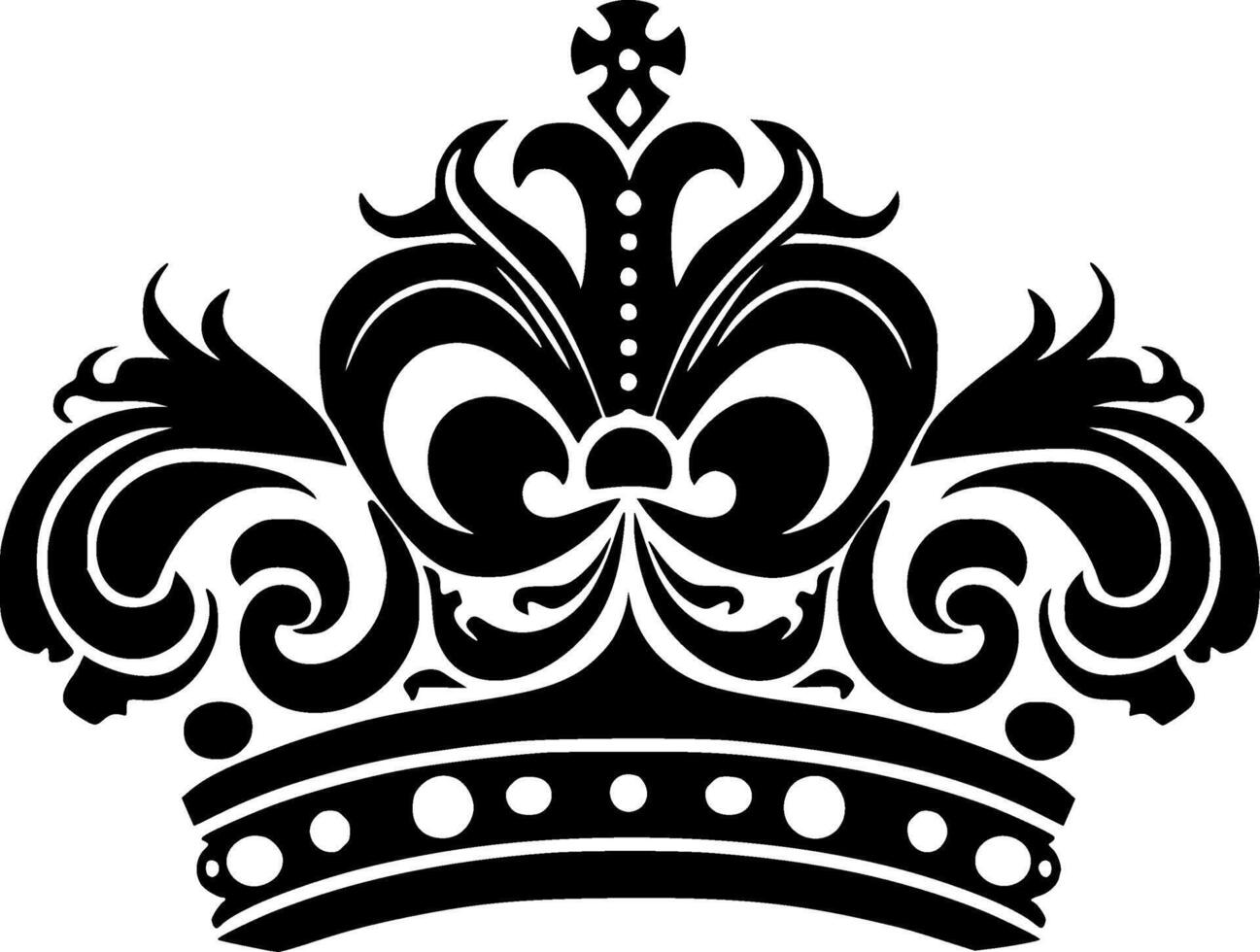 Crown, Black and White Vector illustration