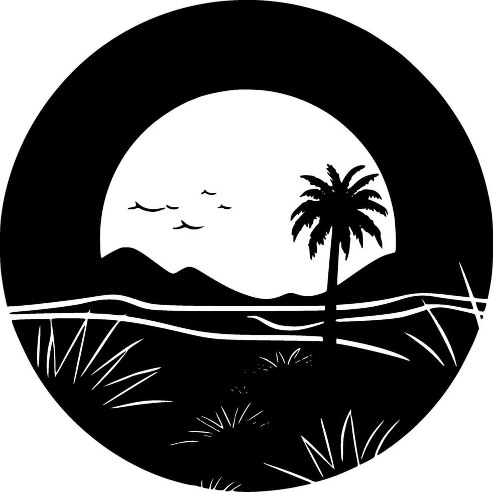 Desierto - negro y blanco aislado icono - vector ilustración