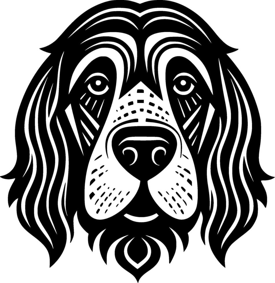 perro - negro y blanco aislado icono - vector ilustración