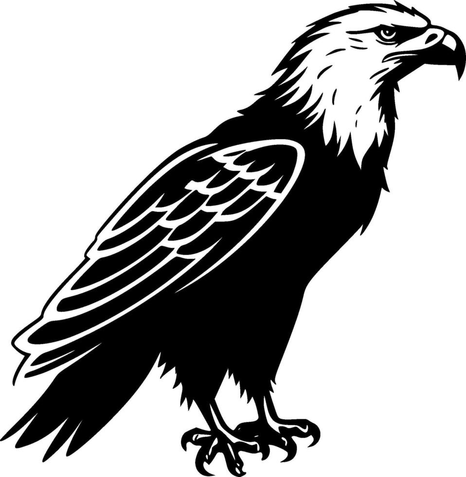 Eagle, Black and White Vector illustration