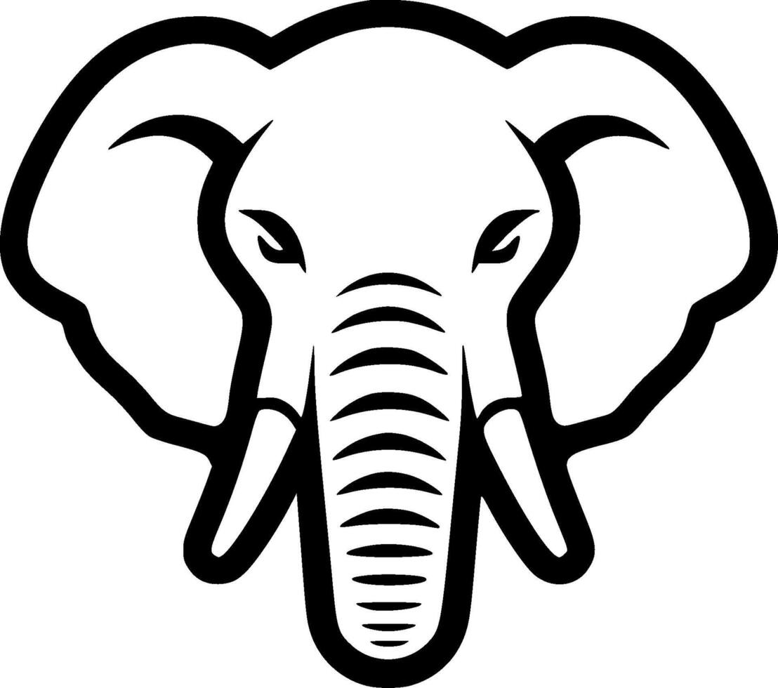 Elephant, Black and White Vector illustration