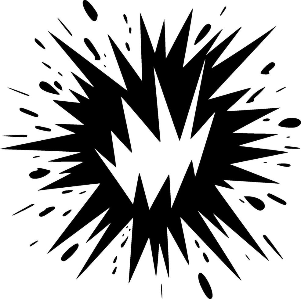 explosión - negro y blanco aislado icono - vector ilustración