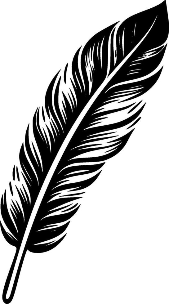 Feather - Black and White Isolated Icon - Vector illustration