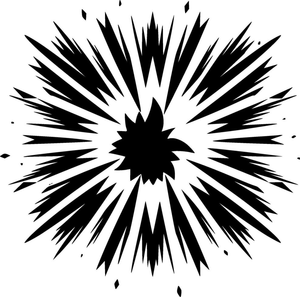 explosión - negro y blanco aislado icono - vector ilustración