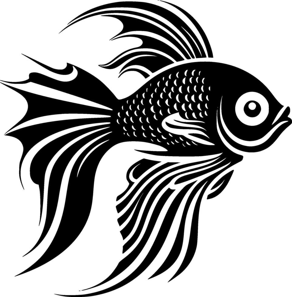 Fish - Black and White Isolated Icon - Vector illustration