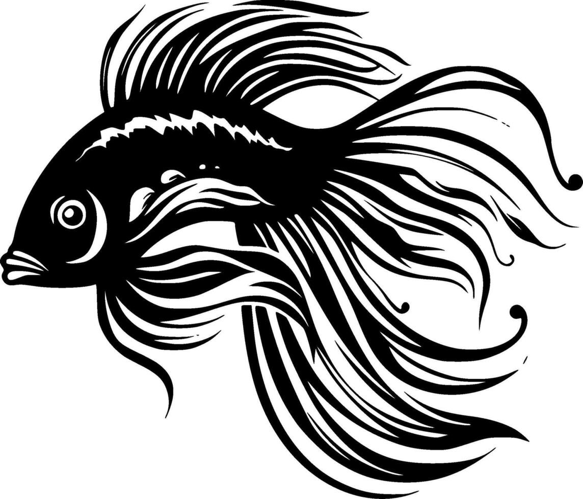 pescado - negro y blanco aislado icono - vector ilustración