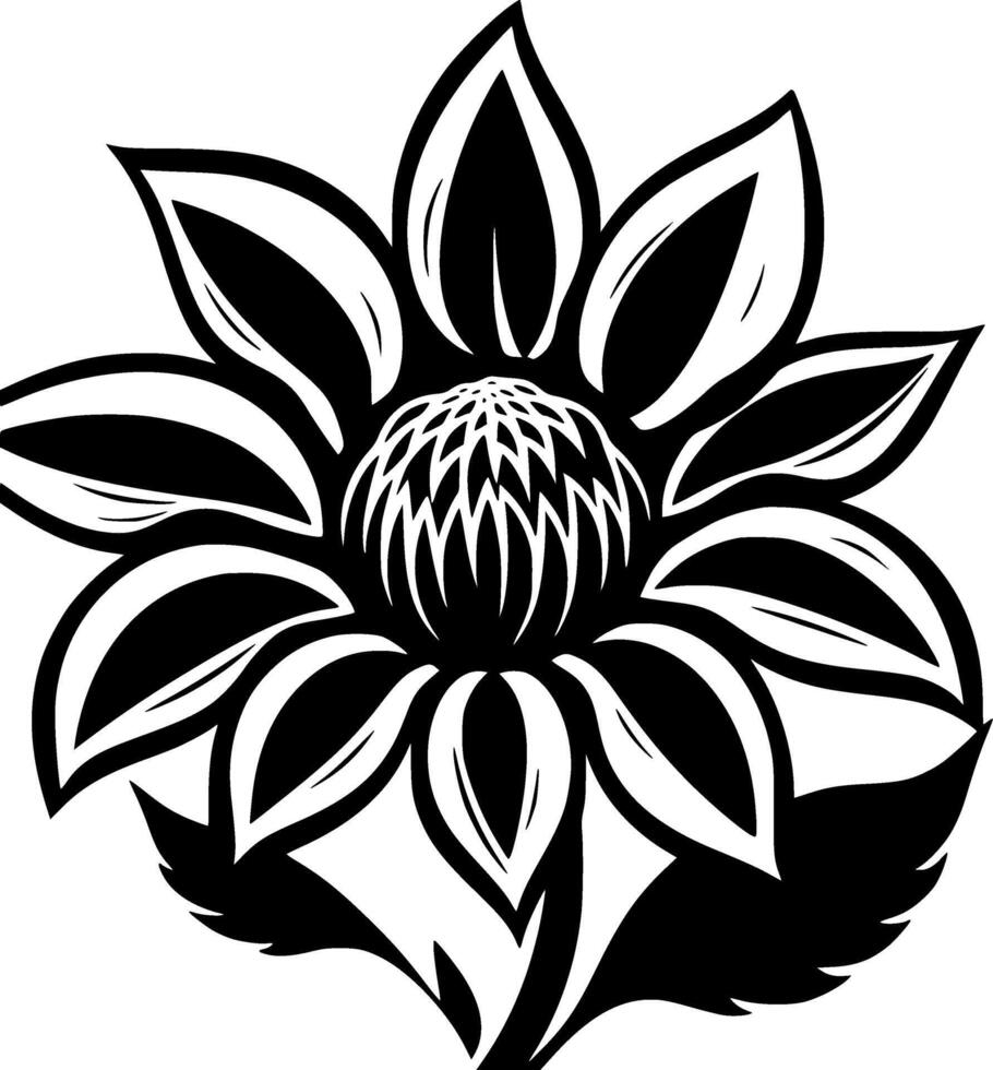 Flower, Black and White Vector illustration