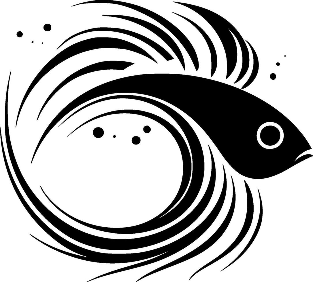 Fish - Black and White Isolated Icon - Vector illustration