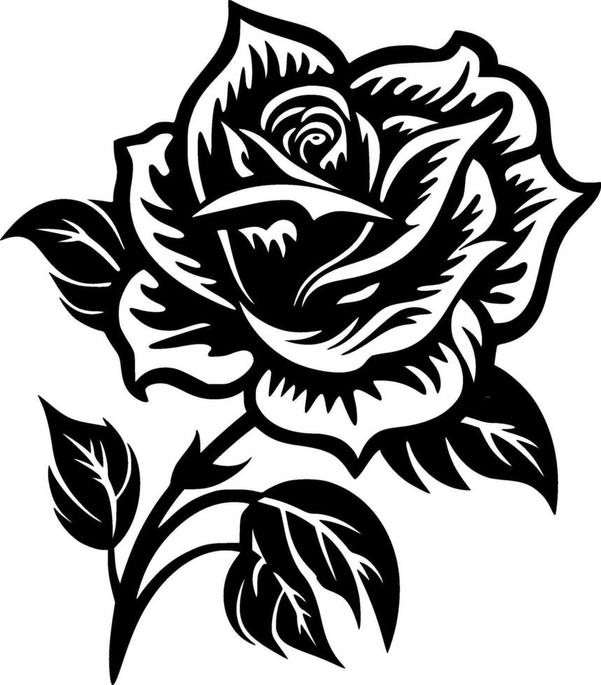 Flower - Black and White Isolated Icon - Vector illustration