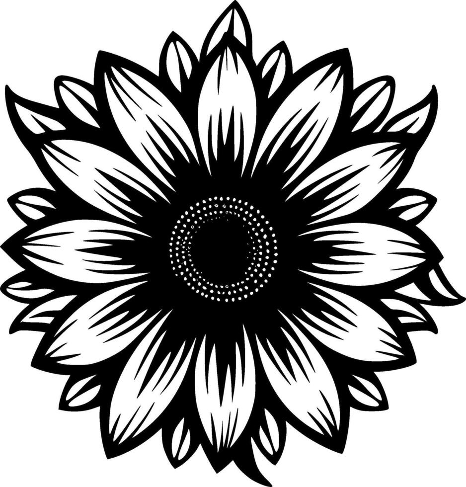 flor - negro y blanco aislado icono - vector ilustración