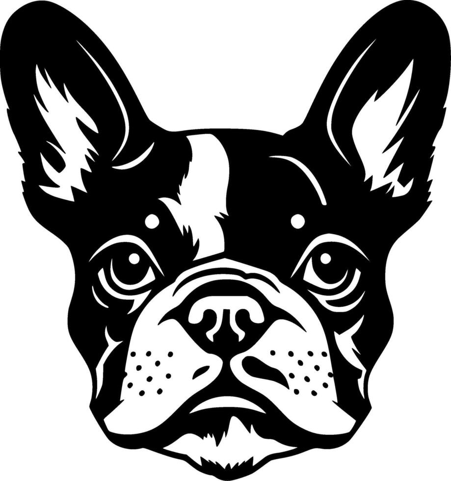 French Bulldog, Black and White Vector illustration