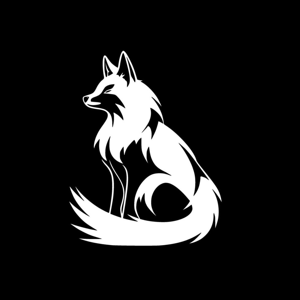 Fox - Black and White Isolated Icon - Vector illustration