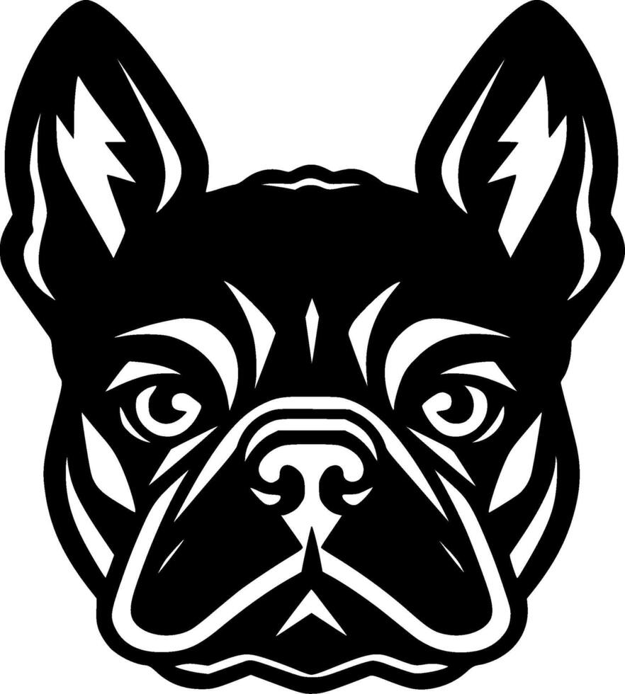 French Bulldog, Black and White Vector illustration