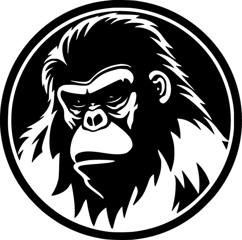 Gorilla - Black and White Isolated Icon - Vector illustration