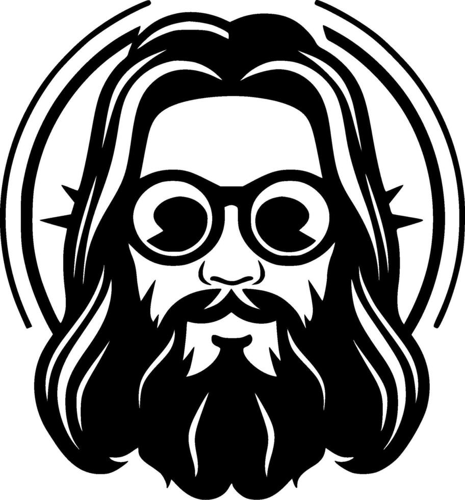 Hippie, Black and White Vector illustration