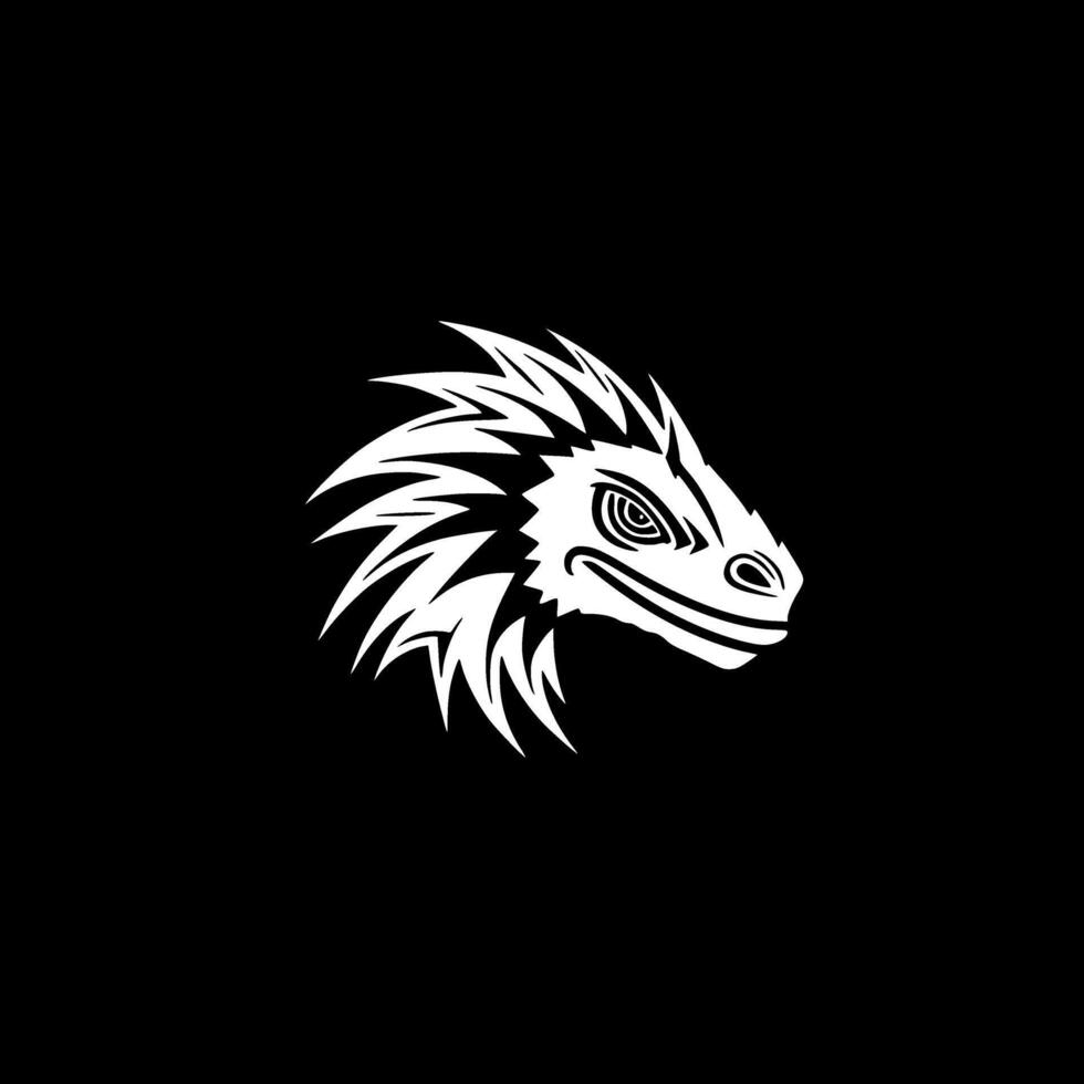 Iguana, Black and White Vector illustration