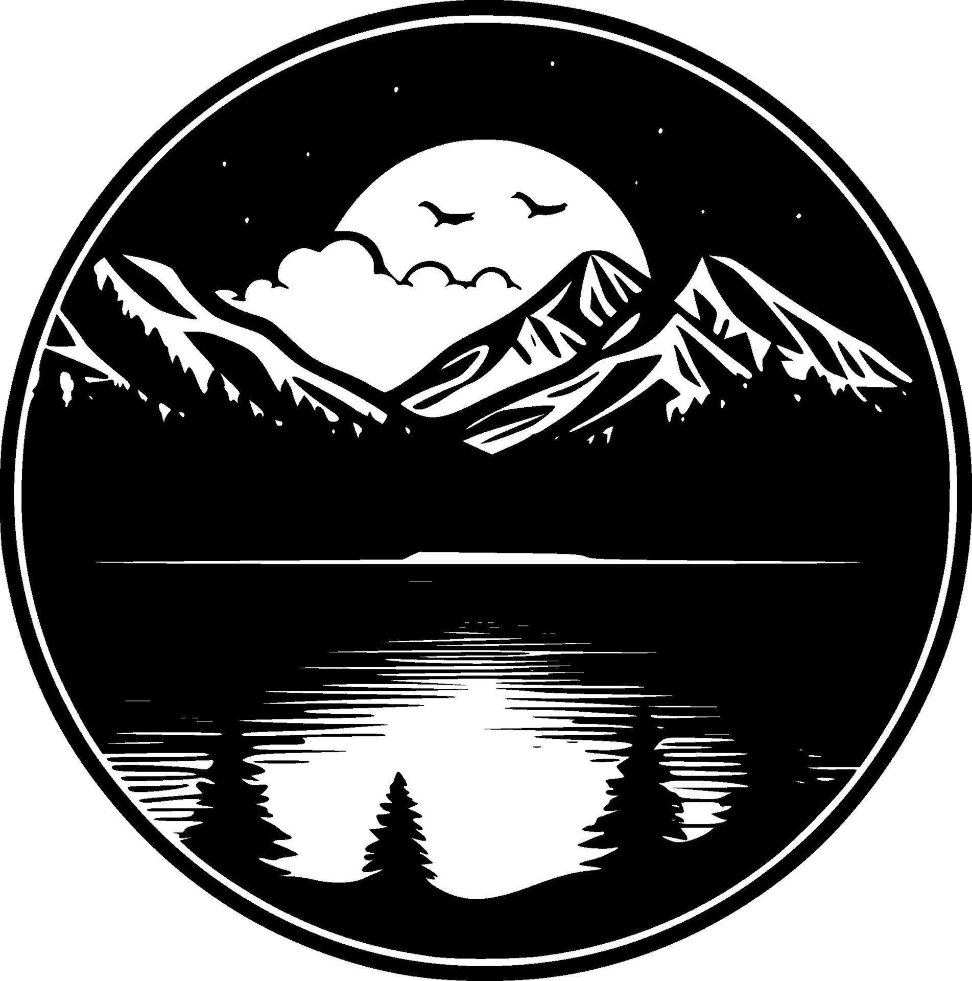 Lake, Black and White Vector illustration 41008324 Vector Art at Vecteezy