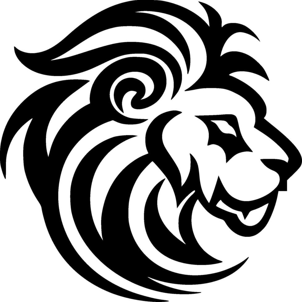 Lion, Black and White Vector illustration