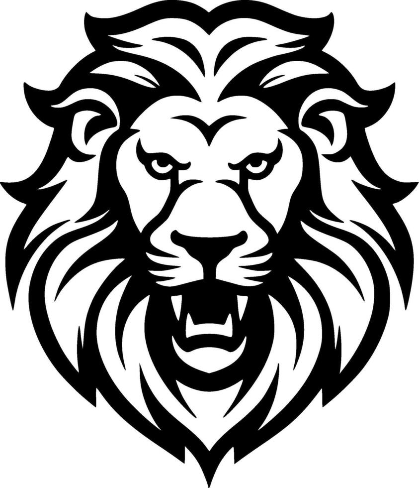 Lion, Black and White Vector illustration